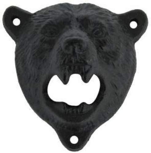 Black Bear : Sea Star ® Cast Iron Wall Mount Grizzly Bear Teeth Bite Bottle Opener ?Black Bear)