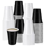 Sunnychicc 50 Pcs 16 oz Plastic Cups Disposable Party Cups Coffee Cup Heavy Duty Drinking Cup for Valentine Galentine Wedding Birthday Holiday Picnic New Year Party Beer Serving (Black,White)