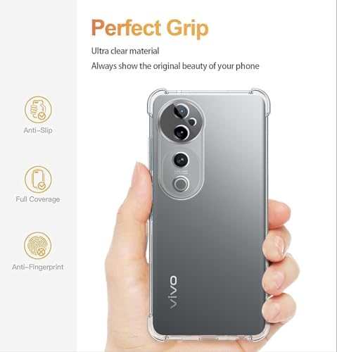 Image of Lustree Compatible with vivo V40E 5G Back Cover| Clear + TPU Case with 4 Corner Air Cushion Protection & Camera Protection | Slim& Stylus Cover for vivo V40E 5G
