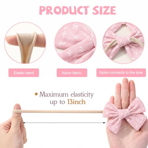 Image of SNOWIE SOFT 10Pcs Baby Hairband Stretchy Cute Floral Bow Headbands for Baby Girl Boy Hair Bands for Baby Girls Boys Newborn Headpiece Gift