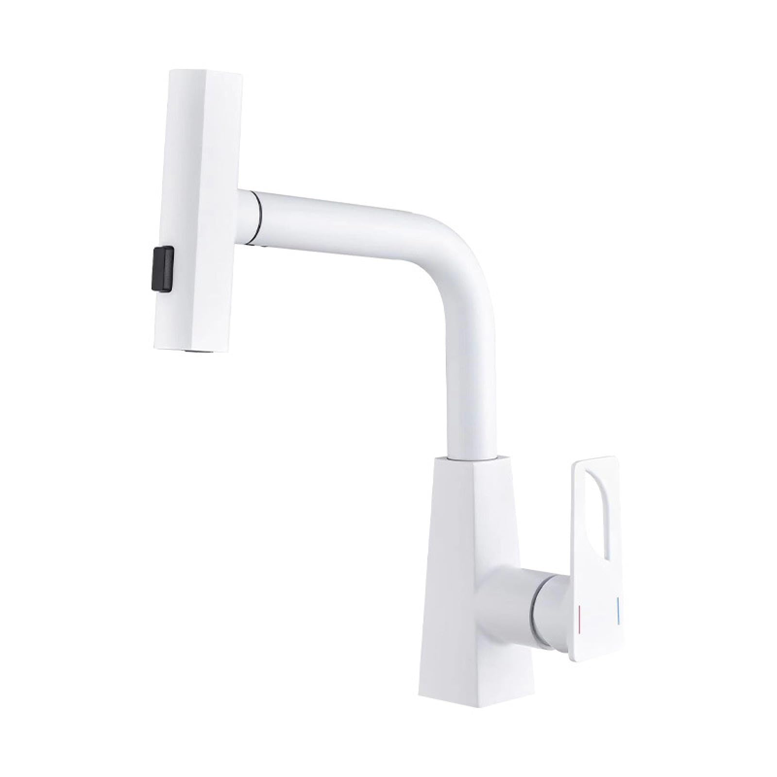 Fanjubei White Bathroom Sink Pull-Out Hot And Cold Water Faucet,