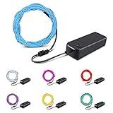 EL Wire, KOMAKE 9ft Neon Lights 7 Pack EL Wire Kit Neon Glowing Strobing Electroluminescent Wire for Halloween Christmas Party Decoration Home (Green, Blue, Red, Yellow, Purple, White, Pink) (7 Color)