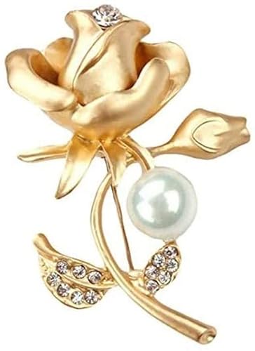 Brooches Brooch Pin Rhinestone Pearl Brooch Floral Diamond Brooch Girl Lady Jewelry Wedding Party Birthday Gift Gold Bow Tie Brooch Pins Gift (Color : Gold) #TOP6