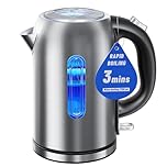 Billord Electric Kettle - 2200W Stainless Steel Kettle with Detachable Base, 1.7L Fast Boiling Water Kettles for Coffee & Tea, Auto Shut-Off, Boil-Dry Protection, Easy to Clean