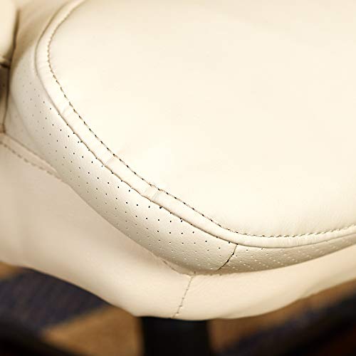 Serta Big And Tall Executive Office Chair With Wood Accents Adjustable High Back Ergonomic Lumbar Support, Bonded Leather, 30.5D X 27.25W X 47H In, Ivory #TOP7