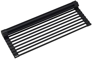 Kraus KRM-10BLACK Silicone-Coated Stainless Steel Over The Sink Multipurpose Roll-Up Dish Drying Rack, Black