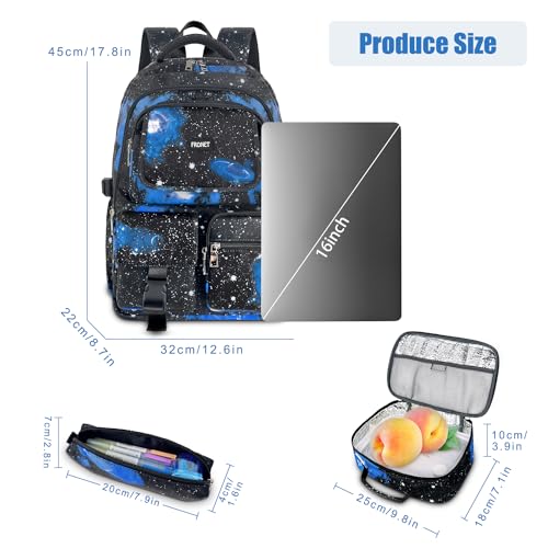 Cartable Garcon Primaire Sac à Dos Garcon Collége, Sacs Scolaires 7 8 9 10 11 12 13 14 15 16 Ans Ado, Cartables et Trousses pour Fille loisir Voyage Ecole Maternelle Enfant CP CE2 CM1 2 6E Bleu Noir – vue 3