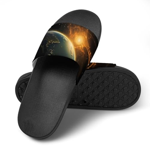 Sunrise View of The Planet Earth from Space Non Slip Slides Sandals for Women Men Quick Drying Shower Shoes for Bathroom Pool Beach4