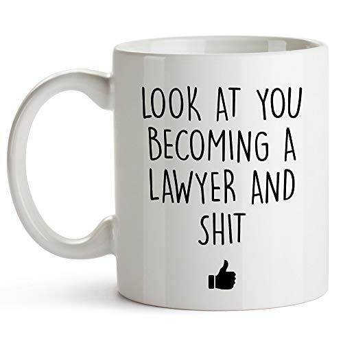 law coffee mug - YouNique Designs Law Student Coffee Mug, 11 Ounces, Law School Graduation Mug for Him and Her, Law Graduate Mug, Lawyer Graduation Coffee Cup (White)