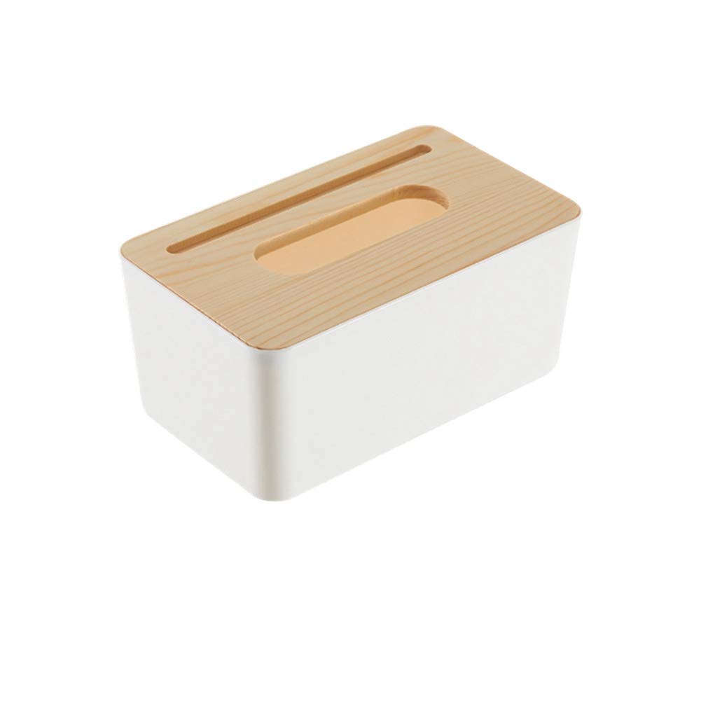 Portafazzoletti in Legno con Rivestimento in Plastica, | Design Rettangolare Squadrato, Impermeabile e Antipolvere, Adatto a Fazzoletti Standard, Perfetto per Casa, Ufficio e auto.