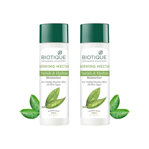 Biotique Morning Nectar Flawless Skin moisturizer for All Skin Types, 380ml (190ml x 2)