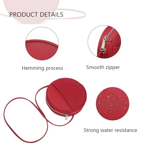 Image of Circle Crossbody Bag for Women NYLON Circle Purse with Zipper Adjustable Knot Shoulder Straps