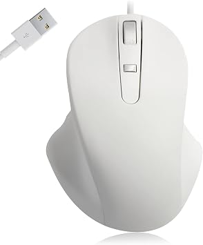 Matias Wired USB-A PBT Premium Computer Mouse, Proven Performance, Ergonomic Mouse, Left Right Hand Use, Home and Office Use, Compatible for PC MacBook, Chromebook, Laptop, Desktop - White