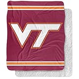 Virginia Tech Blanket, 50"x60" Primary Logo Stripes Silky Touch Sherpa Back Super Soft Throw Blanket