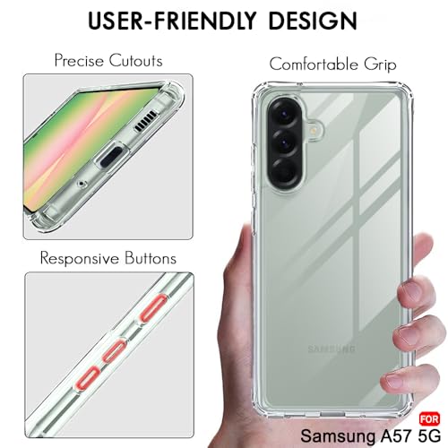 Image of TheGiftKart Back Cover for Samsung Galaxy A57 5G Case | Hybrid Crystal Clear Shockproof Design | Camera Protection Bump | Hard Clear Back | Galaxy A57 Back Cover (PC & TPU, Transparent)