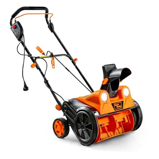 SuperHandy Electric Snow Thrower Walk-Behind Blower Corded AC 120V 15A 18 x 10 Inch Clearing Path 25 Feet Throwing Distance 720 lbs/Min LED Headlights for Driveway Walking Path Yards