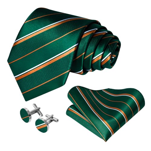 Image of 5PCS Mens Premium Silk Tie, Pocket Square, Cufflinks, Drilled Tie Ring and Lapel Pin Set for Wedding Groom Party