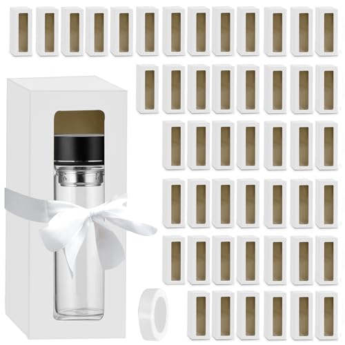 LECEHIVO 48 Pcs Gift Boxes for Sublimation Tumbler with Ribbon Tumblers Box with Window Transparent Exhibition Box for Gift Wrapping 12oz 20oz 30oz Blanks Heat Press Skinny Tumbler (White)