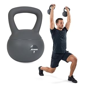 XTREXO Soft Kettlebell 6–12 kg – Bodenschonend & Geräuscharm – Synthetische Hülle mit Füllmaterial – für Kraft- & Functional Training zuhause (6 kg)