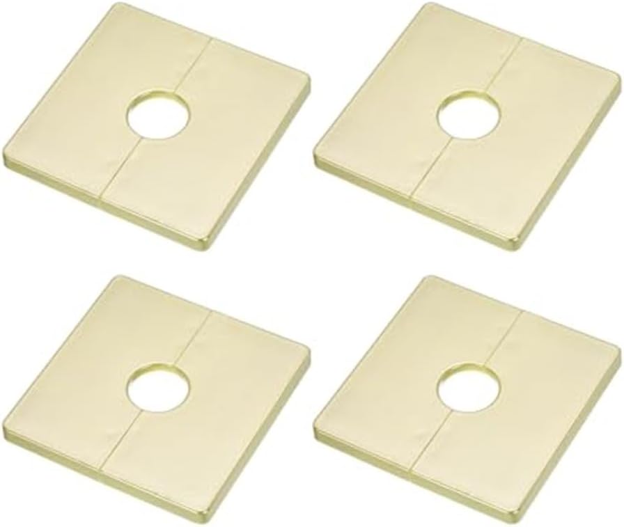 4 Pieces Wall Split Flange with Self Backing 86mm ABS Square Escutcheon Plates for Plumbing Pipes Including Water, Gas, and Drain Pipes