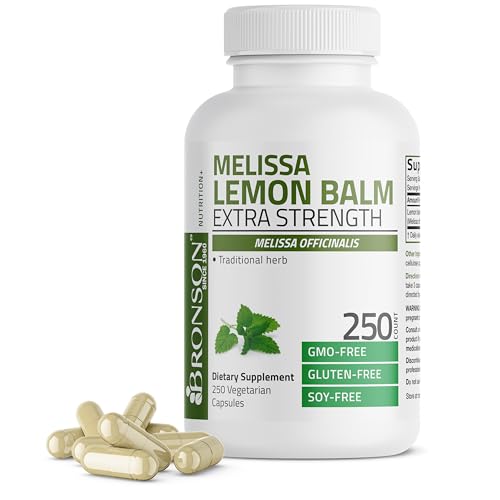 Bronson Melissa Lemon Balm Extra Strength, Non-GMO, 250 Vegetarian Capsules
