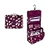 Women Men's Wash Bag Hanging Large Travel Case Toiletries Makeup Pouch Bags (Wine Red Daisy)