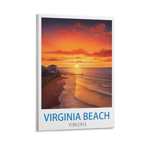 FZYUEN Virginia Beach Virginia Vintage Travel Posters 08x12inch(20x30cm) Canvas Wall Art Prints for Wall Decor Room Decor Bedroom Decor, Frame-style