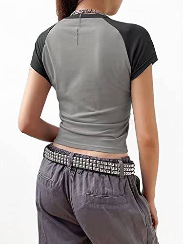 Xineicy Y2K Crop Tops for Woman Short Sleeve Crew Neck Graphic Baby Tees Grunge Wing Print T-Shirt4
