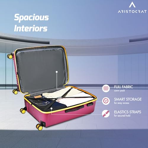 Image of Aristocrat Vortex Plus | Check-in Trolley Bag, 75 Cm, Large Hardside Luggage | 8 Wheels, Combination Lock | Polycarbonate | 3 Year International Warranty | Maroon
