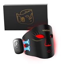 Red Light Therapy for Face 4 Wavelengths Red Light Mask660nm Red, 850nm NIR, Blue, Yellow, 84 LEDs, Wireless 2000mAh Charging, Multiple Light Modes Anti-Aging & BrighteningBlack