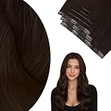 Ve Sunny Seamless 24 Inch Clip in Hair Extensions Real Human Hair for Women 150g Hair Extensions Clip in Remy Human Hair Genius Weft Extensions Long Hair Medium Brown 7pcs