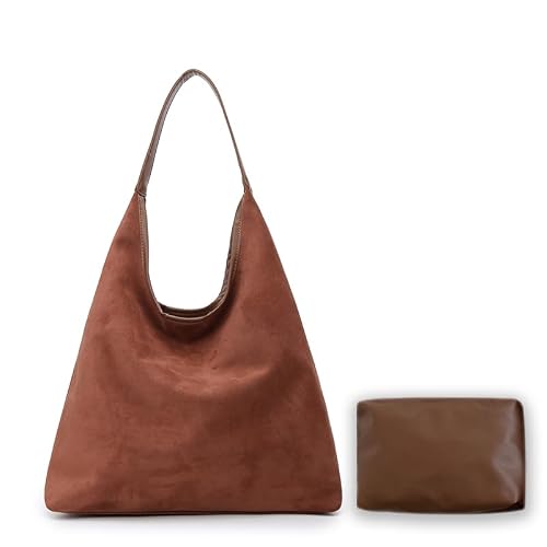 MAOILY Brown Suede Tote Bag for Women 2024
