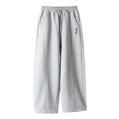 Boys' Open Bottom Fleece-Lined Sweatpants with Pockets High Waisted Kids Athletic Pants for Yoga Running 10-11 Years Grey
