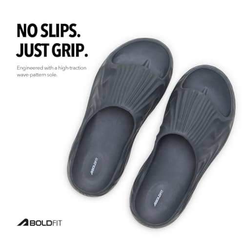 Image of Boldfit Sliders for Man, Stylish PU Strap Slippers for Men,Cushioned Eva Footbed Flip Flops & Anti-Slip Chappal, Lightweight, Durable & Supportive Slider for Everyday Wear