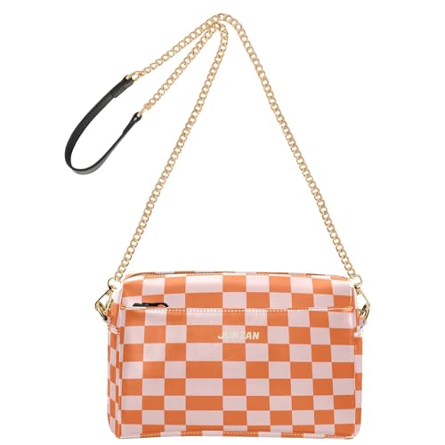 Plaid Checkered Plaid Checkered Crossbody Bags For Women Vegan Leather Womens Purse Cross Body Zip Shoulder Handbags Terracotta2