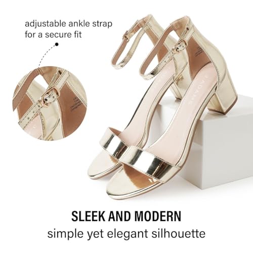 Image of J. Adams Daisy Heeled Sandals - Ankle Strap Low Block, Open Toe Dress Pumps, Chunky Heels - Dressy Shoes for Women - Bridal, Wedding, Summer Sandals