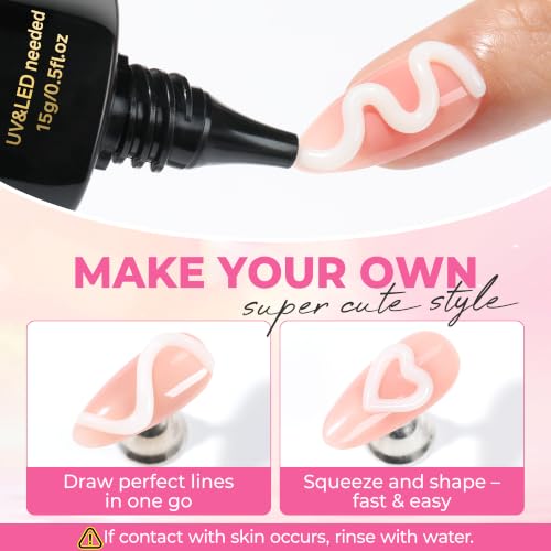 Image of UNA GELLA Milky White 3D Gel Nail Art 15g, No Wipe Sculpting Gel Polish for Nails Tips, Chrome Nails Powder, Molding, Nail Charms and Gems Decoration, Lamp Curing Required DIY Art Salon at Home