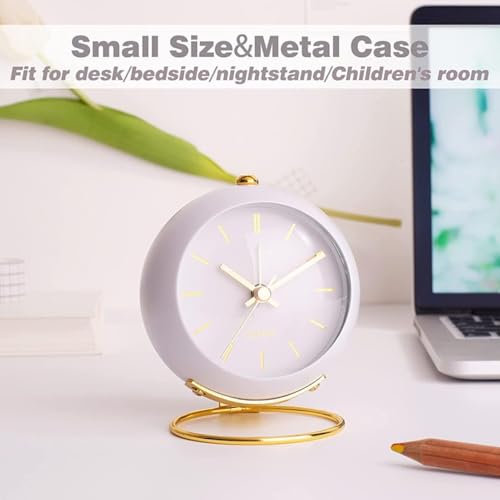 Image of Peakeep Silent Analog Table Clock, Nightstand Alarm Clock, Analog Alarm Clock with Light for Rooms, Table, Desk, Shelf, Office, Without Battery (Small Stand)
