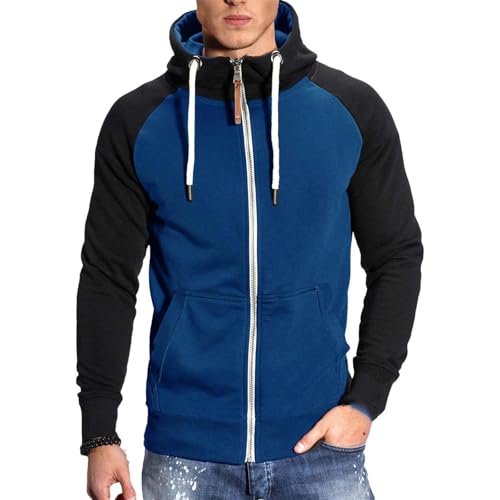 Men's Contrast Raglan Sleeve Zip Cardigan Casual Men's Hooded Cardigan3