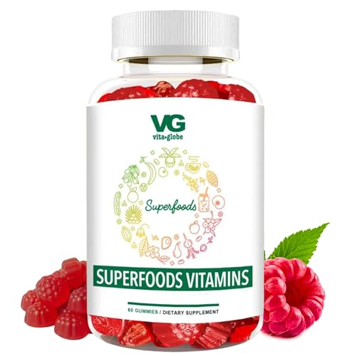 VITA GLOBE Superfood Gummy Vitamins – Immune Health & Antioxidant Support – Daily Wellness Gummies for Adults & Kids – Vegan, Non-GMO, Gluten Free Superfood Supplement – 60 Count