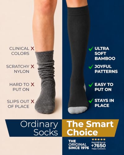 Image of Pembrook Bamboo Viscose Light Compression Socks - 3 Pairs | 8-15 mmhg Compression Socks | Knee High Comfort Support Socks