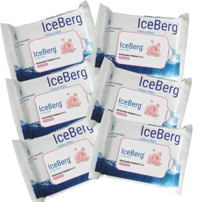 ODDEVEN ICE BERG Moisturising Premium Refreshing Rose Facial Soft Wet Wipes - 150 Facial Tissue Wipes | Pack Of 6