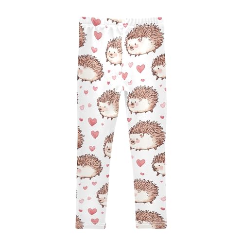 Wusikd Cute Hedgehogs Girls' Leggings Toddler Doodles Hearts Kids Yoga Pants Dance Active Tights 4T2