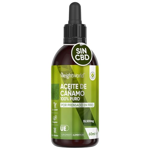 Aceite de Cáñamo Orgánico 1850 mg Alta Potencia, 60 ml - Extracto de Aceite de Semilla de Cáñamo por Prensado en Frío, Fuente de Ácidos Grasos Omega 3, 6 y 9, Antioxidantes y Vitaminas