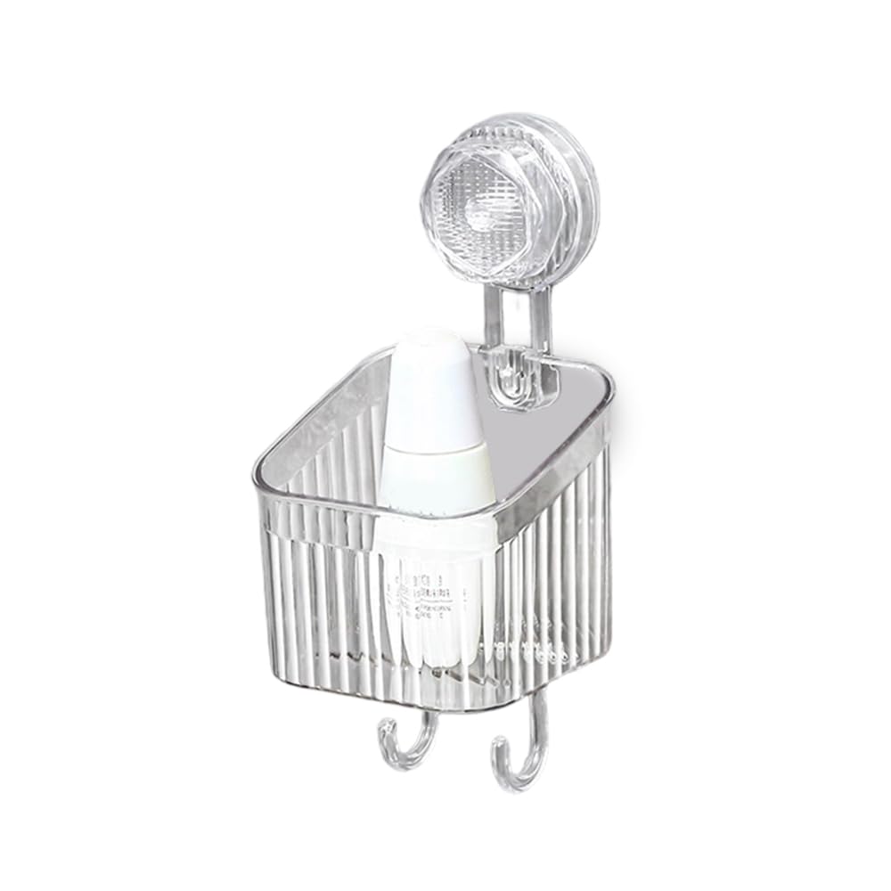 asfanst No-Drill Bathroom Suction Storage Box Corrugated Suction Cup Wall Organizer Removable Hanging Storage Basket with Strong Hold