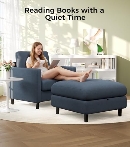 Image of Welzona Sofa Accent Chair with Ottoman, 33 inch Teddy Reading Chair and Ottoman