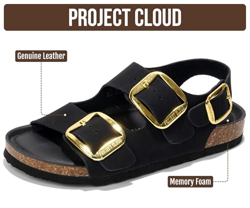 Image of Project Cloud 100% Genuine Leather Ankle Strap Footbed Sandal with Lightweight & Comfortable Walking Fisherman Sandals for Women - Non Slip Memory Foam Slingback Womens Sandals 2026 (Garda)