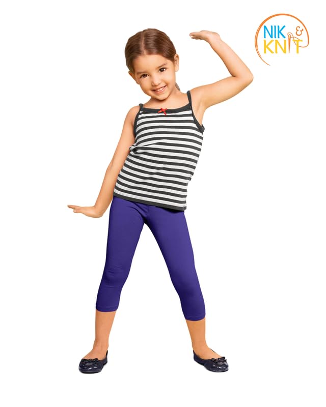 Image of NIK & KNIT Premium Stretchable Plain Capri Leggings for Girls /Kids | Night Wear | Leggings /Capris (Top /T-Shirt NOT Included)