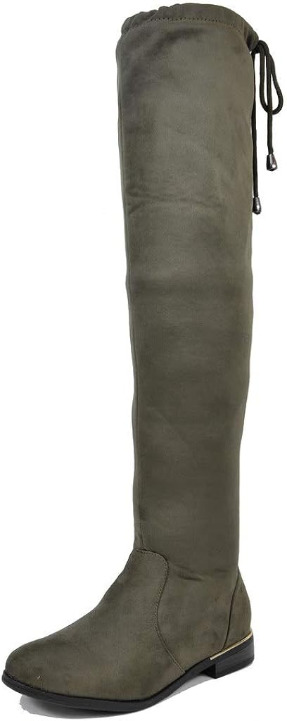 DREAM PAIRS Women's Low Heel Thigh High Over The Knee Flat Winter Boots