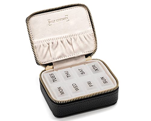 Image of Travel Pill Case - Weekly Pill Organizer - Pill Box for Travel - Removable Seven Day Medicine Case - Vegan Leather Case - Medicine Organizer, Travel Pill Organizer, Pill Holder, Small Pill Organizer